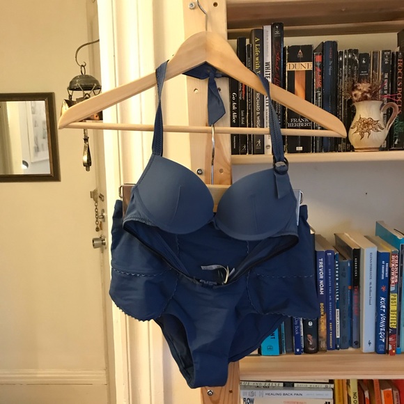 Princesse Tam Tam blue high-waist swim suit - Picture 1 of 10